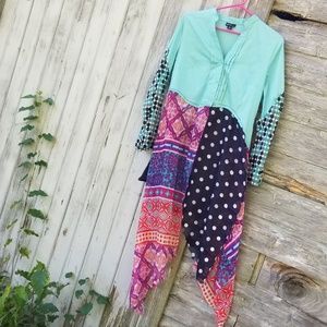 Boho Patchwork Shirt Dress Custom Upcycled